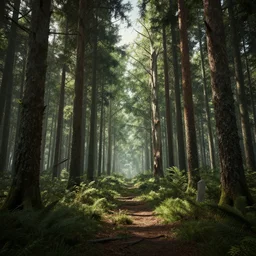 Beautiful forest leading to a dead forest, octane render, volumetric lighting, 4K