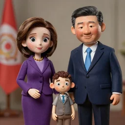 nancy pelosi and xin jinping as a highly detailed stop motion puppets, in the style of laika studios ’ s paranorman, coraline, kubo and the two strings shot in the style of annie leibovitz