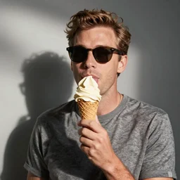 joe boiden with sunglasses on licking an icecream cone