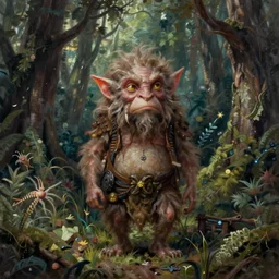 beautiful painting of a forest goblin by Brian Froud, fantasy, folklore, very detailed, high quality
