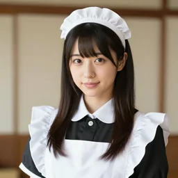 beautiful portrait of a japanese maid, long hair, detailed, professional photography