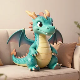 a cute dragon on a couch, photo studio, trending on artstation, hdr, instagram photo