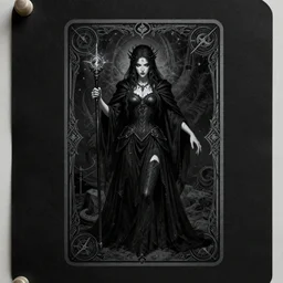 baldur's gate character portrait, bloodborne, sorceress, magic, black paper, tarot card, concept art, style of kieran yanner