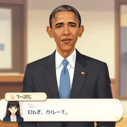 obama in a japanese dating simulator game. ingame screenshot.