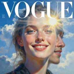 3 d, sci - fi, close - up, morning, smiling fashion model face, sun, cinematic, clouds, sun rays, vogue cover style, poster art, blue mood, realistic painting, intricate oil painting, high detail illustration, figurative art, multiple exposure, poster art, by tooth wu and wlop and beeple and greg rutkowski