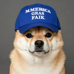doge wearing a make america great again cap