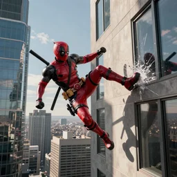 85mm Deadpool jumps off helicopter and smashes through high rise window by Emmanuel Lubezki