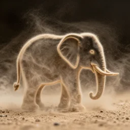 dust in the air in the shape of an elephant