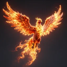 phoenix with with flamimg wings, 3 d render, 3 d rendered, hdr, unreal engine 5, ray tracing, dynamic lighting, flame colors, high detail,