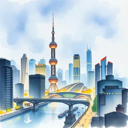 shanghai, watercolor