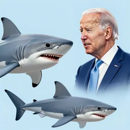 joe biden attacking a shark concept art
