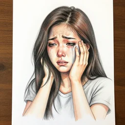 woman cryin because toxic relationship, realistic, sketch, colouring and art by jacqueline e
