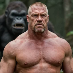 film still close up shot of brock lesnar from the movie kong skull island