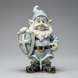 statue of a dwarf holding a shield by irakli nadar, detailed, slime, bone china, glass, studio setting