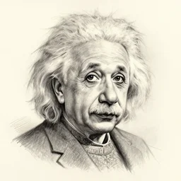 pencil sketch of Einstein.