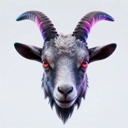 synthwave demonic goat face with neon horns, detailed face, sharp focus, synthwave art, aesthetic, octane render, raw, cinematic, white background