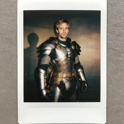 candid polaroid of jordan peterson in battle armor