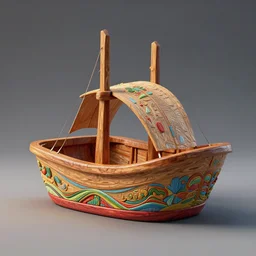 wooden sculpture ark, intricate and vibrant color details, zbrush, hyper realistic, golden ratio, macro lens, unreal engine,, vibrant color