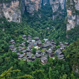 houses covering zhangjiajie national forest park