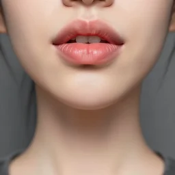 girl without lips with a mouth in top of head, digital art