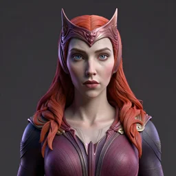 stoic statue of scarlet witch, vaporwave, aesthetic, naturel, symmetrical face, hyper detailed, digital sculpture, trending in artstation, cinematic lighting, studio quality, smooth render, unreal engine 5 rendered, octane rendered