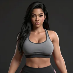 photorealistic 3 d render of kim kardashion as an impossibly curvy anime girl wearing a gym outfit, by artgerm and earl norem, featured on pixiv, booru, exaggerated proportions, high resolution digital art, 4 k, beautiful symmetric face, subsurface scattering, volumetric lighting, realistic skin texture, aesthetic!!!!!