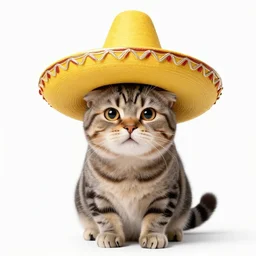 tabby cat wearing the nacho sombrero from the despicable me