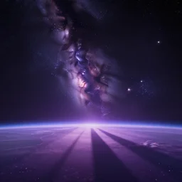 anime style hd wallpaper of outer space horizon, glittering stars scattered about, lilac colors