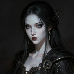character concept portrait of a female wizard with pale skin, dark vibe, intricate, elegant, digital painting, concept art, smooth, sharp focus, illustration, from Metal Gear, by Ruan Jia and Mandy Jurgens and William-Adolphe Bouguereau, Artgerm,