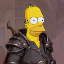 portrait of dungeons and dragons warlock who looks like realistic homer simpson, rossdraws, matte painting, artstation, on stylized background, masterpiece, highly detailed