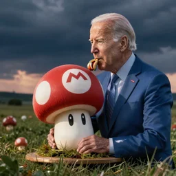 joe biden eating a mario mushroom