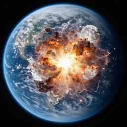 a picture of the moon exploding, taken from Earth