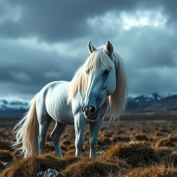 an award winning photograph of a majestic unicorn in iceland. high resolution, dramatic backdrop
