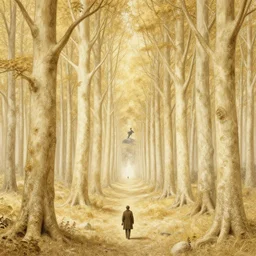 a ivory golden forest, by Edgar Maxence and Ross Tran, Zdzisław Beksiński, and Michael Whelan, distant, gustav dore, 8k, octane render