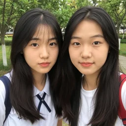 asian teen with her friend