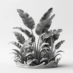 highly detailed beautiful black and white plants, splash, different sizes, dynamic composition, artstation, sharp focus, dynamic lighting, elegant, epic, beauty, masterpiece, by alphonse mucha, by riccardo federici, by feng zhu, illustration, white background, ink draw, paint, pen