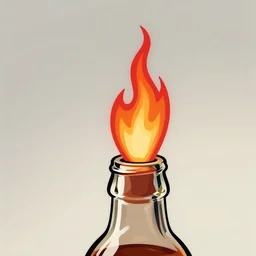 closeup shot of a bottle with fire coming out, detailed digital illustration by greg rutkowski