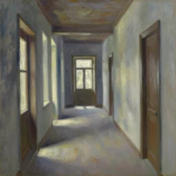 A highly detailed hallway liminal space by Ivan Aivazovsky, impressionistic brushwork