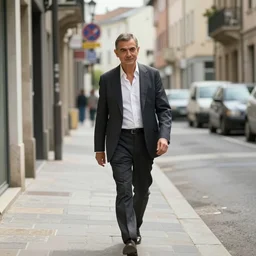mr. bean walks down a street on a sunny day by canaletto