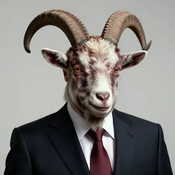 vladimir putin, anthropomorphic goat putin, putin face hybrid, macabre, horror, digital art