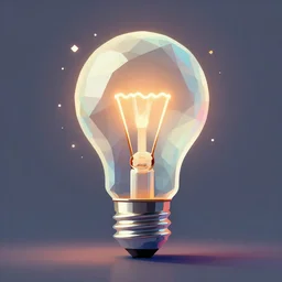 an upright lightbulb, by Petros Afshar, geometric, low-poly vector art, multicolored, emissive particle effects, Artstation