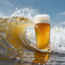 a big amber ale colored wave made of beer