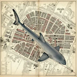 aerial map of an 1 8 0 0 s town, highly detailed, smooth, shark focus