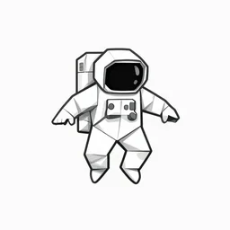 origami logo of an astronaut, vector, monochromatic, one line art, sharp focus