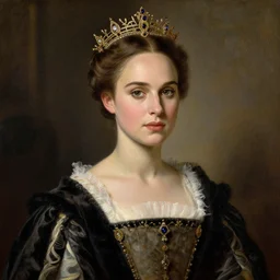 a portrait of nathalie portman, playing the queen of england, beautiful painting by le nain