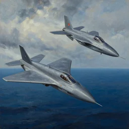 two flying saucers battling over the ocean. high detailed oil painting. dramatic.
