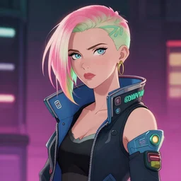 Cyberpunk Millie Bobby Brown by RossDraws and by Yoji Shinkawa