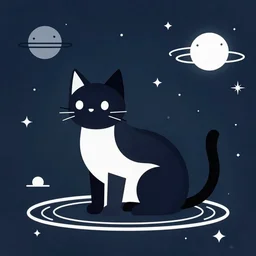 digital art minimal vector cat space scifi!!! detailed wallpaper trending on artstation