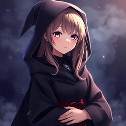real photograph of a hyperrealistic ultradetailed anime - styled girl dressed in dark wizard robes, gorgeous, posed, physically textured, surrounded by magic fog, vibrant, made by wlop, trending on artstation, kawaii hairstyle, lifelike human, dreamlike, k - pop person, 3 d, extremely immersive, sharp focus, art by studio ghibli