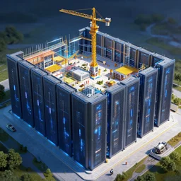 highly detailed, 1 0 0 mw datacenter construction schematic, concept art, character art, studio lightning, bright colors, intricate, masterpiece, photorealistic, hyperrealistic, sharp focus, high contrast, artstation hq, deviantart trending, 8 k uhd, unreal engine 5